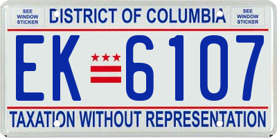 DC license plate EK6107