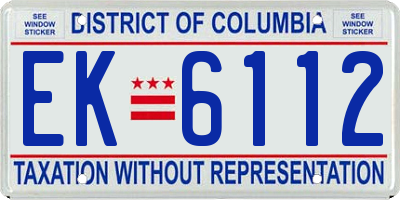 DC license plate EK6112