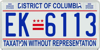 DC license plate EK6113