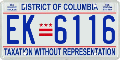 DC license plate EK6116