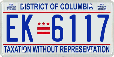 DC license plate EK6117