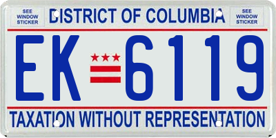 DC license plate EK6119