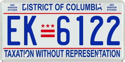 DC license plate EK6122