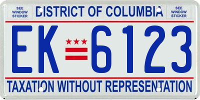 DC license plate EK6123
