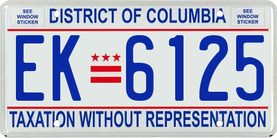 DC license plate EK6125