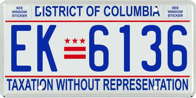 DC license plate EK6136