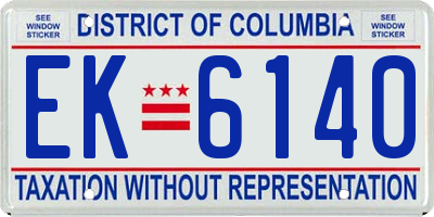 DC license plate EK6140