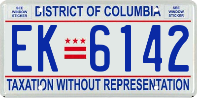 DC license plate EK6142