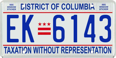 DC license plate EK6143