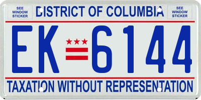 DC license plate EK6144