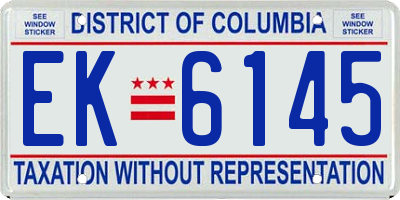 DC license plate EK6145