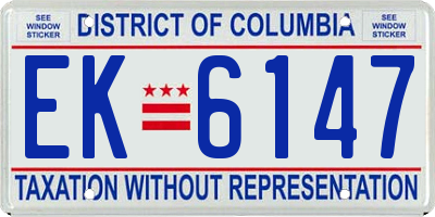 DC license plate EK6147
