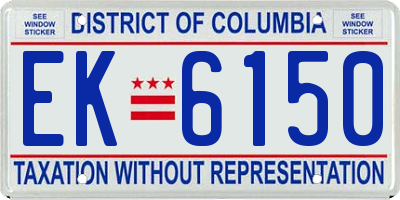 DC license plate EK6150