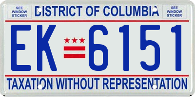 DC license plate EK6151