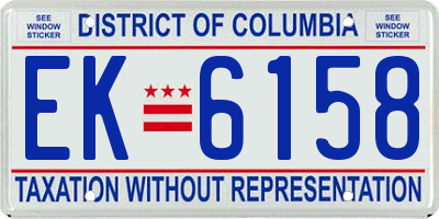 DC license plate EK6158