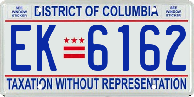 DC license plate EK6162