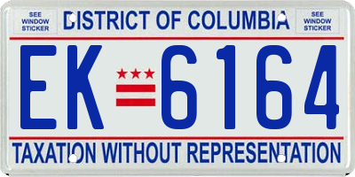DC license plate EK6164