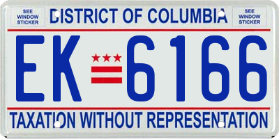 DC license plate EK6166