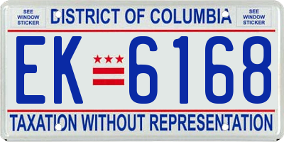 DC license plate EK6168