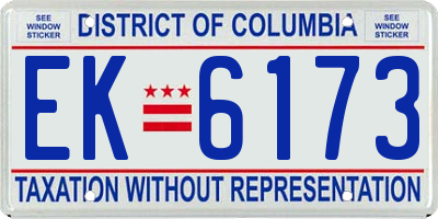 DC license plate EK6173