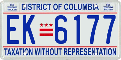 DC license plate EK6177