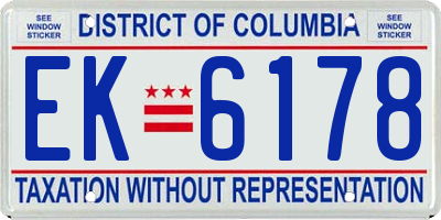DC license plate EK6178