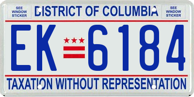 DC license plate EK6184