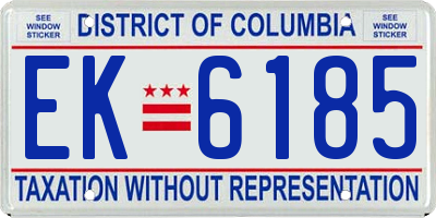 DC license plate EK6185