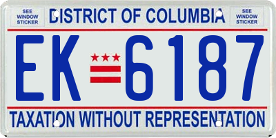 DC license plate EK6187