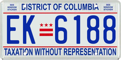 DC license plate EK6188