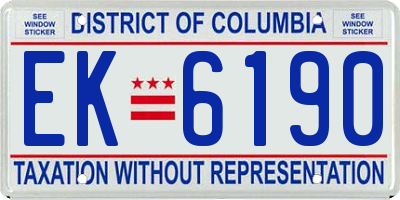 DC license plate EK6190