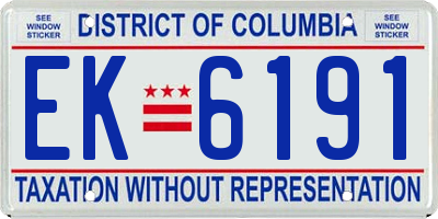 DC license plate EK6191