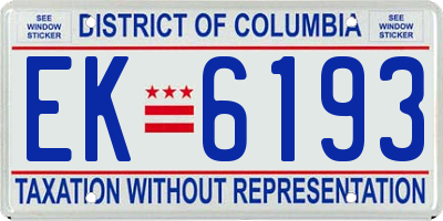 DC license plate EK6193