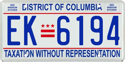 DC license plate EK6194