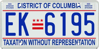 DC license plate EK6195