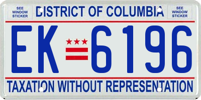 DC license plate EK6196