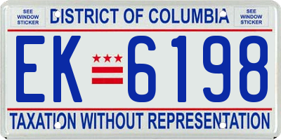 DC license plate EK6198