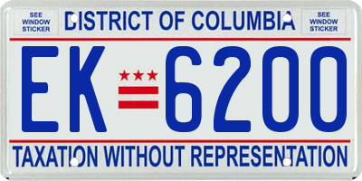 DC license plate EK6200