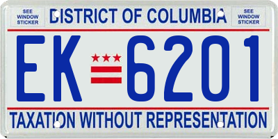 DC license plate EK6201