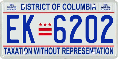 DC license plate EK6202