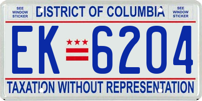 DC license plate EK6204