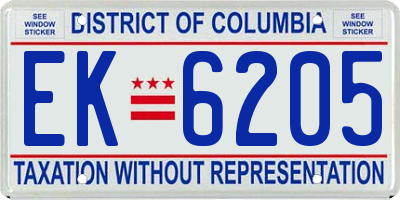 DC license plate EK6205