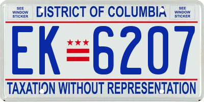 DC license plate EK6207