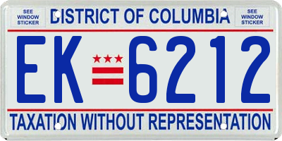 DC license plate EK6212