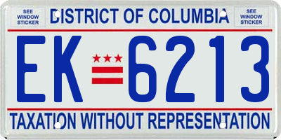 DC license plate EK6213