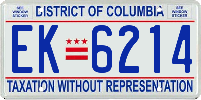 DC license plate EK6214