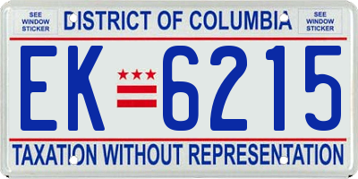 DC license plate EK6215