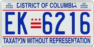 DC license plate EK6216
