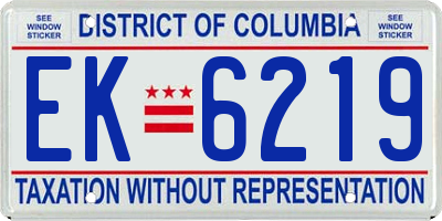 DC license plate EK6219