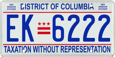 DC license plate EK6222